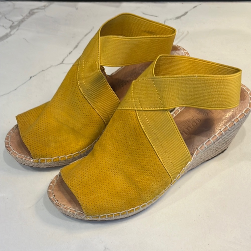 Yellow Espadrille Wedge Sandals